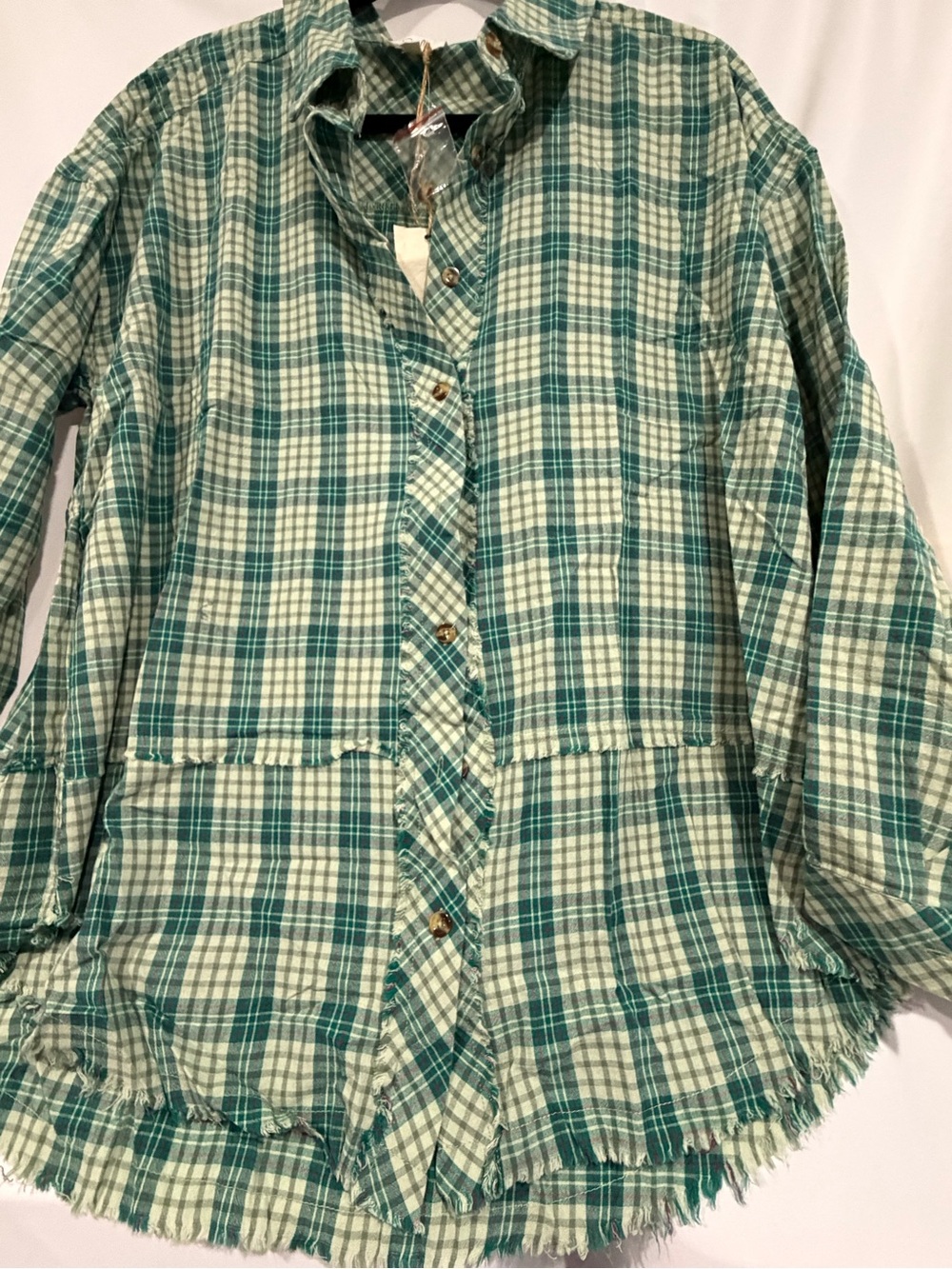 easel Green Plaid Button-Down Oversized Shirt NWT - Picture 4 of 4